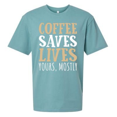 Coffee Saves Lives Funny Coffee Lover Cool Gift Sueded Cloud Jersey T-Shirt