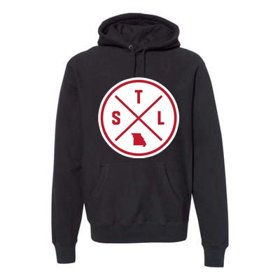 Classic St. Louis STL Circle Patch Red Design Premium Hoodie