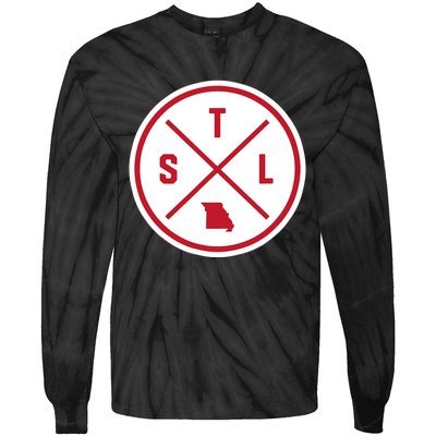 Classic St. Louis STL Circle Patch Red Design Tie-Dye Long Sleeve Shirt