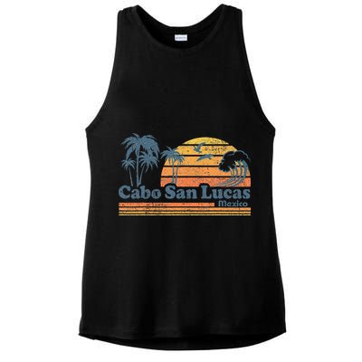 Cabo San Lucas Mexico Beach Summer Vacation Vintage Retro Ladies PosiCharge Tri-Blend Wicking Tank