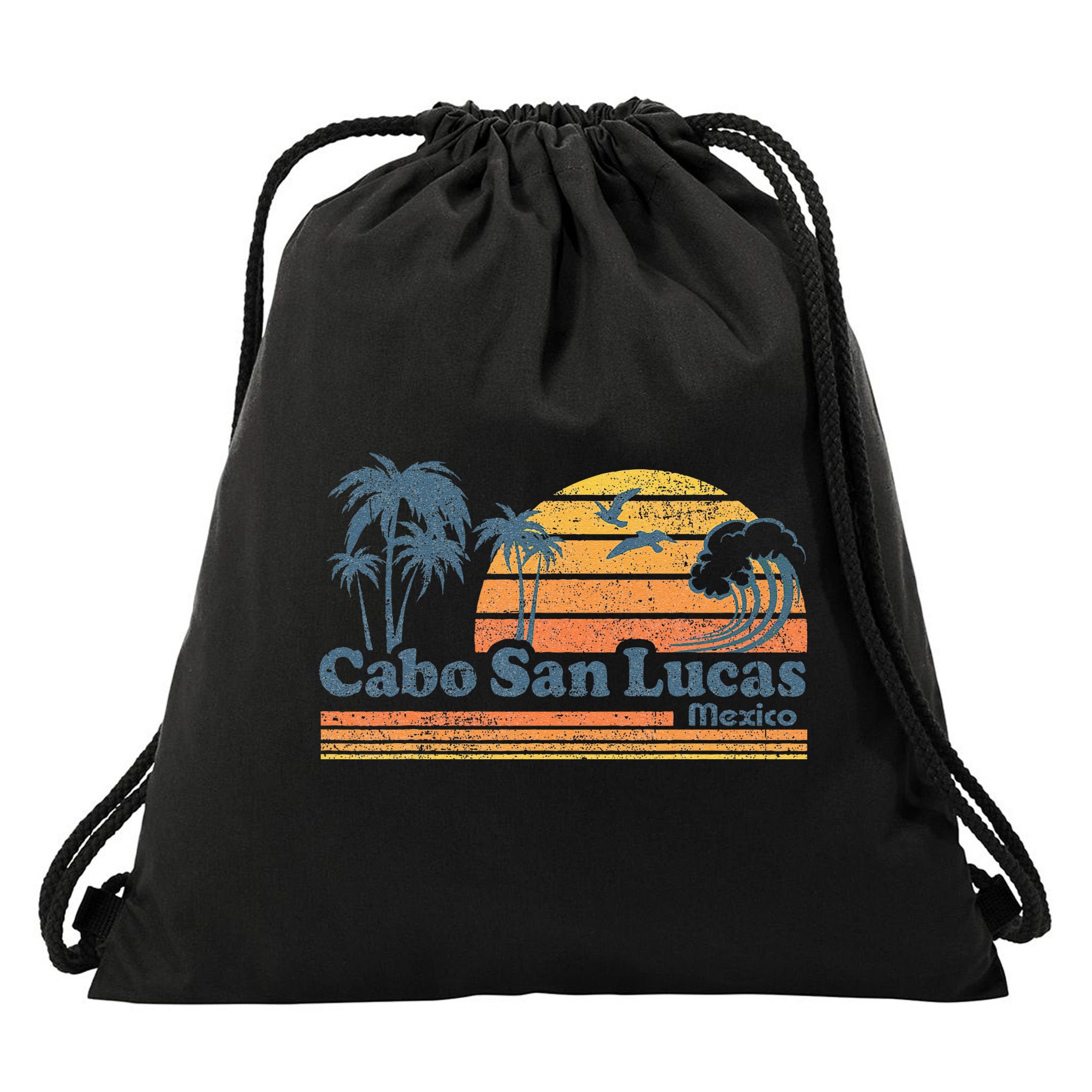 Cabo San Lucas Mexico Beach Summer Vacation Vintage Retro Drawstring Bag