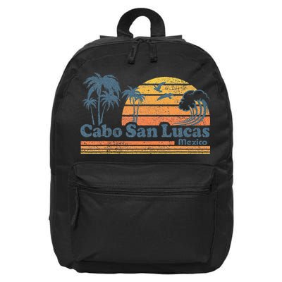 Cabo San Lucas Mexico Beach Summer Vacation Vintage Retro 16 in Basic Backpack