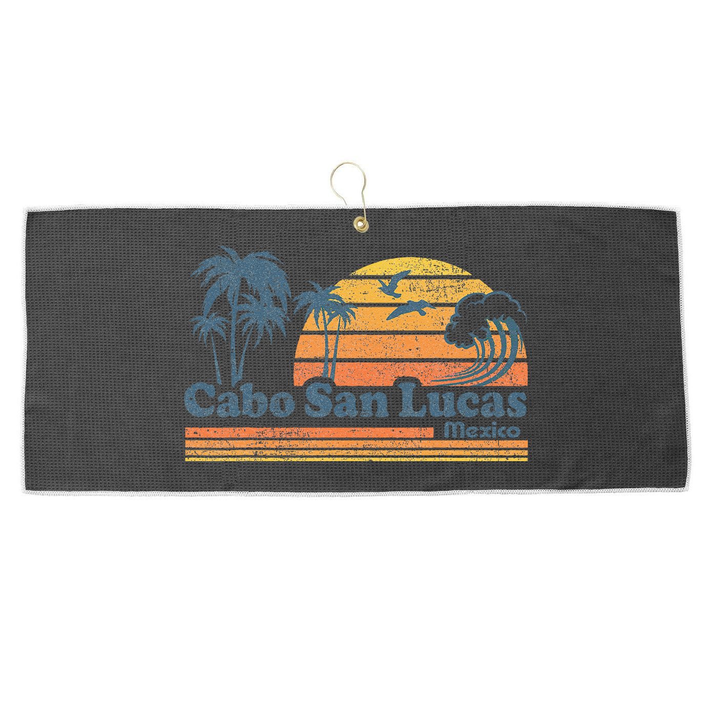 Cabo San Lucas Mexico Beach Summer Vacation Vintage Retro Large Microfiber Waffle Golf Towel