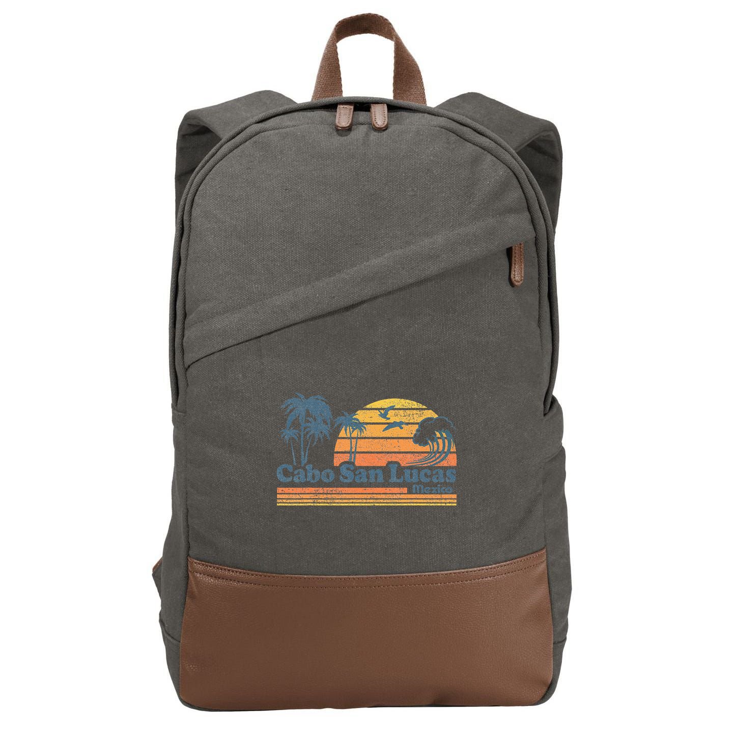 Cabo San Lucas Mexico Beach Summer Vacation Vintage Retro Cotton Canvas Backpack