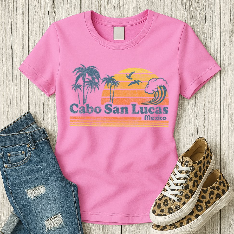 Cabo San Lucas Mexico Beach Summer Vacation Vintage Retro Womens T-Shirt