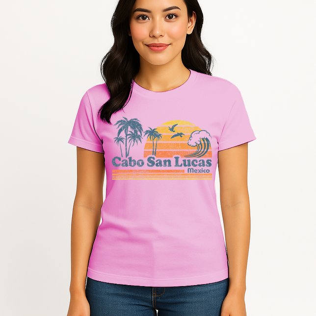 Cabo San Lucas Mexico Beach Summer Vacation Vintage Retro Womens T-Shirt