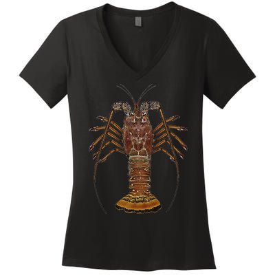 Caribbean Spiny Lobster Bahamas Shellfish Seafood Women's V-Neck T-Shirt