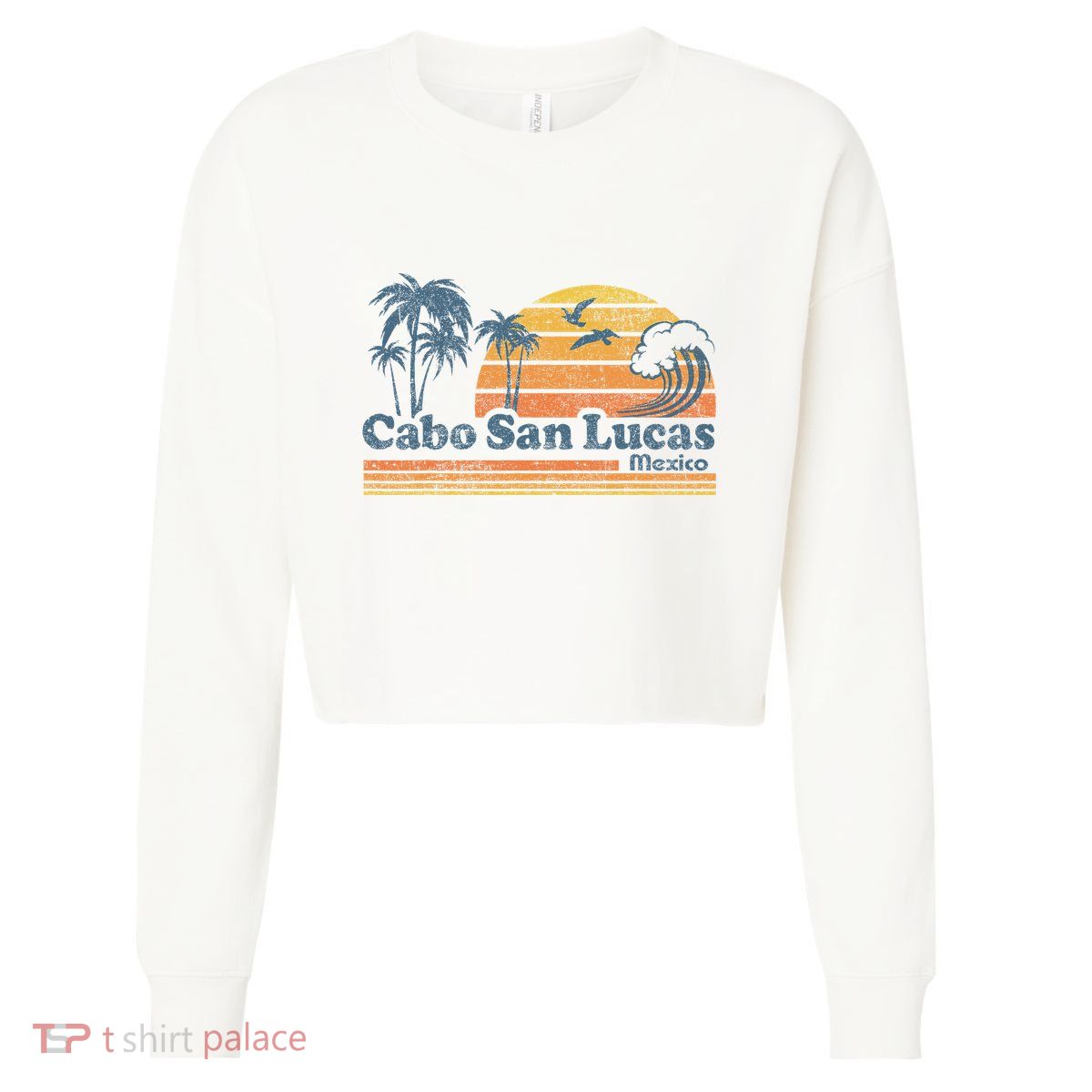 Cabo San Lucas Mexico Beach Summer Vacation Vintage Retro Cropped Pullover Crew