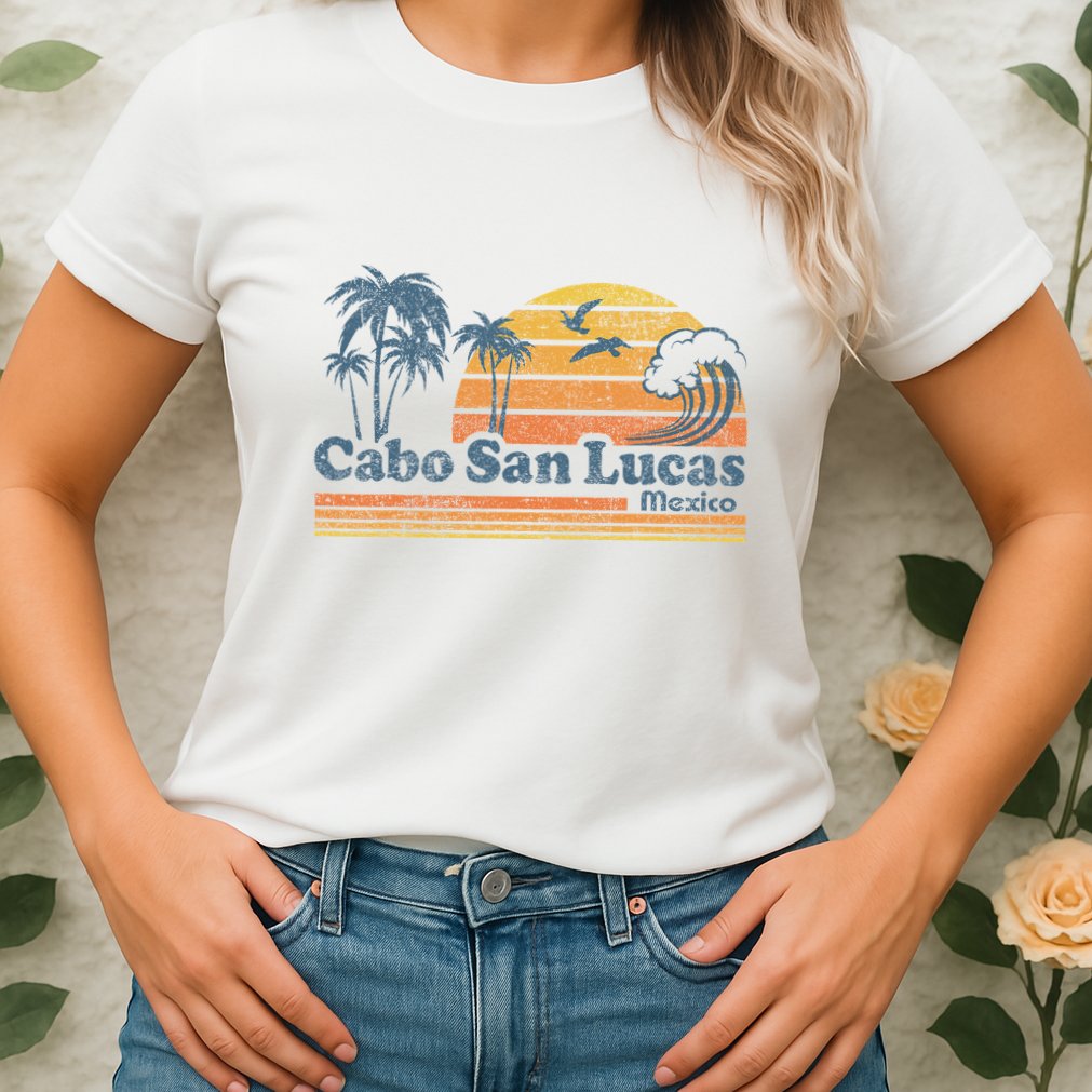Cabo San Lucas Mexico Beach Summer Vacation Vintage Retro Womens T-Shirt