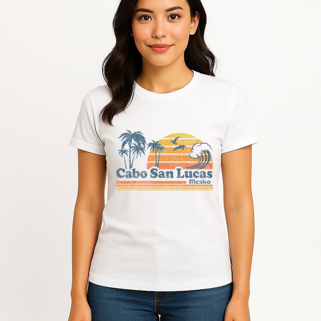 Cabo San Lucas Mexico Beach Summer Vacation Vintage Retro Womens T-Shirt