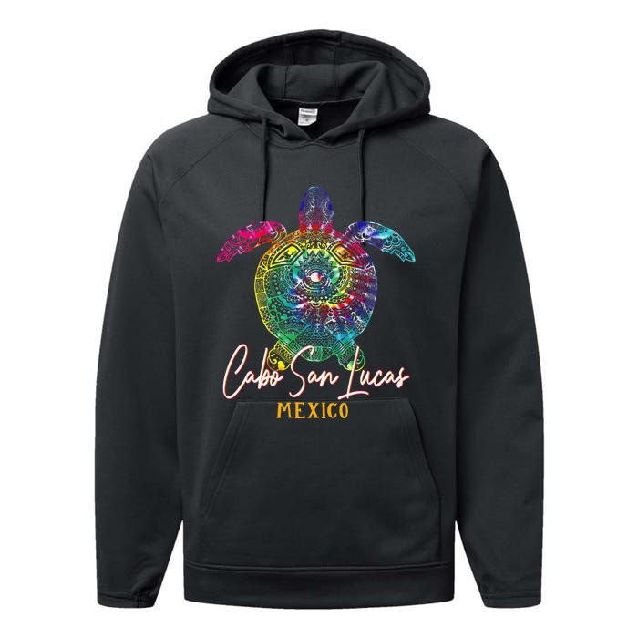 Cabo San Lucas Tie Dye Sea Turtle Matching Family Vacation Performance Fleece Hoodie