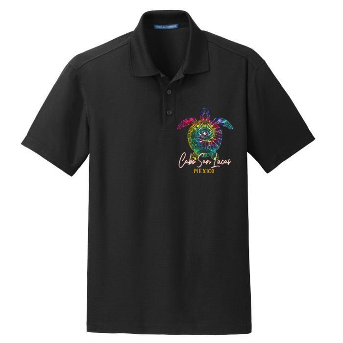 Cabo San Lucas Tie Dye Sea Turtle Matching Family Vacation Dry Zone Grid Polo