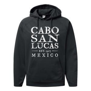 Cabo San Lucas Mexico Retro Souvenir Distressed Performance Fleece Hoodie