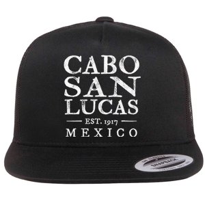 Cabo San Lucas Mexico Retro Souvenir Distressed Flat Bill Trucker Hat