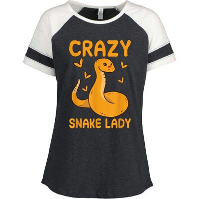 Crazy Snake Lady Snake Owner Quote Reptiles Enza Ladies Jersey Colorblock Tee