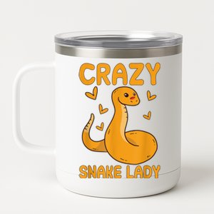 Crazy Snake Lady Snake Owner Quote Reptiles 12 oz Stainless Steel Tumbler Cup