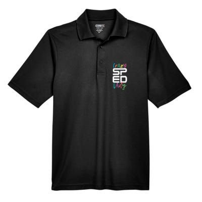 Crazy Sped Lady Special Education Teacher Gift Men's Origin Performance Piqué Polo