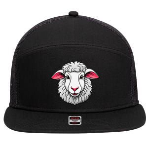 Cute Shee.P Lamb Farm Animals Cuddly Pets 7 Panel Mesh Trucker Snapback Hat