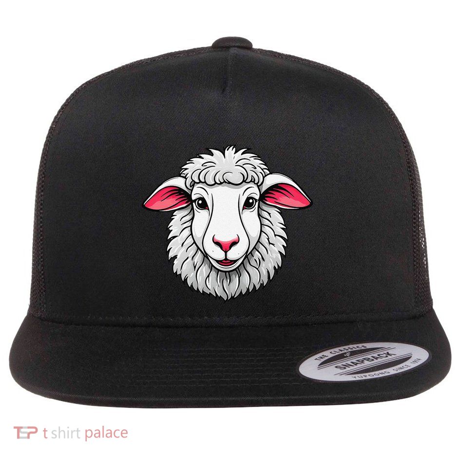 Cute Shee.P Lamb Farm Animals Cuddly Pets Flat Bill Trucker Hat