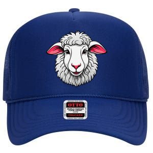 Cute Shee.P Lamb Farm Animals Cuddly Pets High Crown Mesh Back Trucker Hat