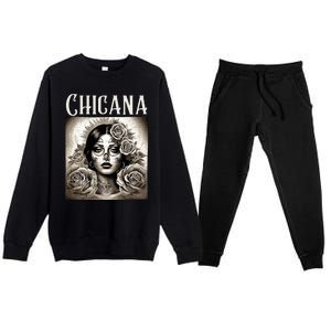 Chicana Style Lowrider Mexican American Latina Premium Crewneck Sweatsuit Set