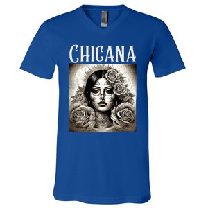 Chicana Style Lowrider Mexican American Latina V-Neck T-Shirt