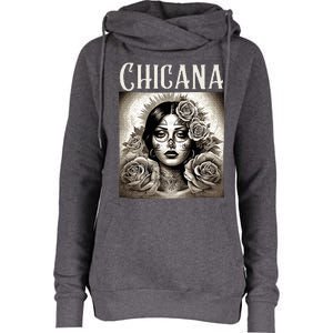 Chicana Style Lowrider Mexican American Latina Womens Funnel Neck Pullover Hood