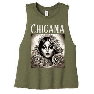 Chicana Style Lowrider Mexican American Latina Women's Racerback Cropped Tank