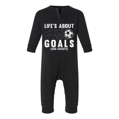 Cool Soccer Lovers Player Football Goal Infant Fleece One Piece