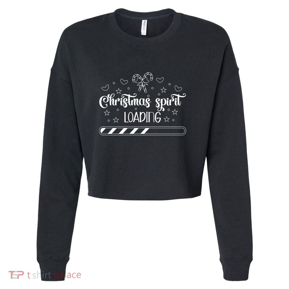 Christmas Spirit Loading Cropped Pullover Crew