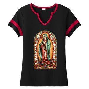 Catholic Saint Lady Of Guadalupe Graphic Women Virgin Mary Ladies Halftime Notch Neck Tee