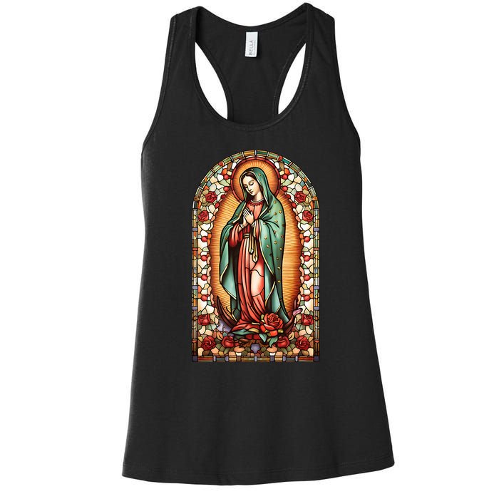 Catholic Saint Lady Of Guadalupe Graphic Women Virgin Mary Women's Racerback Tank