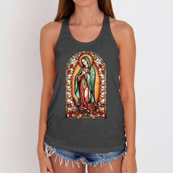 Catholic Saint Lady Of Guadalupe Graphic Women Virgin Mary Women's Knotted Racerback Tank