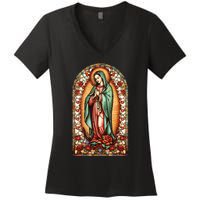 Catholic Saint Lady Of Guadalupe Graphic Women Virgin Mary Women's V-Neck T-Shirt