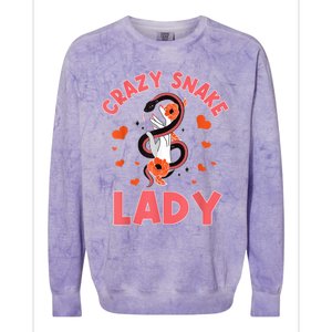 Crazy Snake Lady Snakes Reptile Girl Herpetologist Colorblast Crewneck Sweatshirt