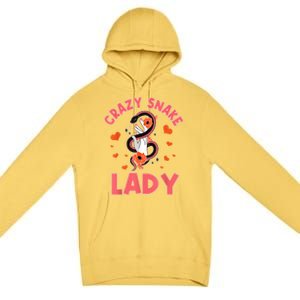 Crazy Snake Lady Snakes Reptile Girl Herpetologist Premium Pullover Hoodie