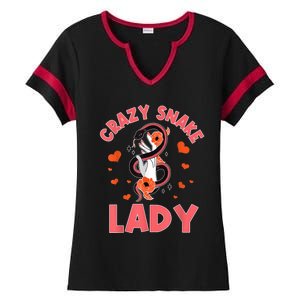 Crazy Snake Lady Snakes Reptile Girl Herpetologist Ladies Halftime Notch Neck Tee