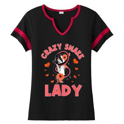 Crazy Snake Lady Snakes Reptile Girl Herpetologist Ladies Halftime Notch Neck Tee