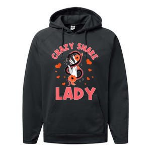 Crazy Snake Lady Snakes Reptile Girl Herpetologist Performance Fleece Hoodie