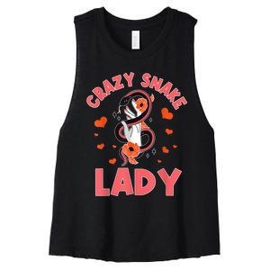 Crazy Snake Lady Snakes Reptile Girl Herpetologist Women's Racerback Cropped Tank