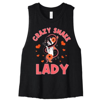 Crazy Snake Lady Snakes Reptile Girl Herpetologist Women's Racerback Cropped Tank