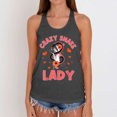 Crazy Snake Lady Snakes Reptile Girl Herpetologist Women's Knotted Racerback Tank