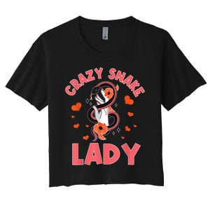 Crazy Snake Lady Snakes Reptile Girl Herpetologist Women's Crop Top Tee