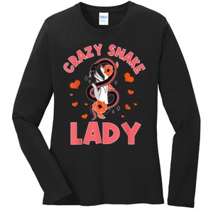 Crazy Snake Lady Snakes Reptile Girl Herpetologist Ladies Long Sleeve Shirt