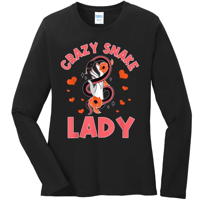 Crazy Snake Lady Snakes Reptile Girl Herpetologist Ladies Long Sleeve Shirt