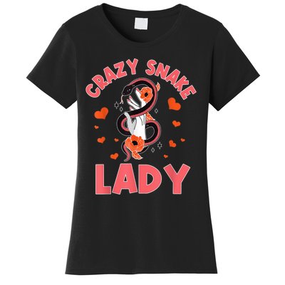 Crazy Snake Lady Snakes Reptile Girl Herpetologist Women's T-Shirt