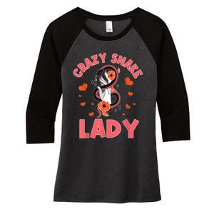 Crazy Snake Lady Snakes Reptile Girl Herpetologist Women's Tri-Blend 3/4-Sleeve Raglan Shirt