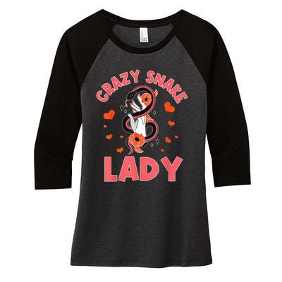 Crazy Snake Lady Snakes Reptile Girl Herpetologist Women's Tri-Blend 3/4-Sleeve Raglan Shirt