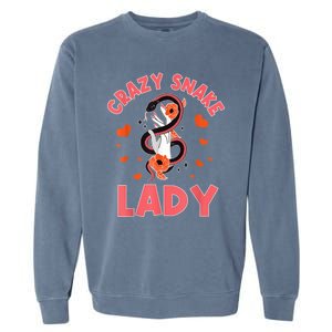 Crazy Snake Lady Snakes Reptile Girl Herpetologist Garment-Dyed Sweatshirt