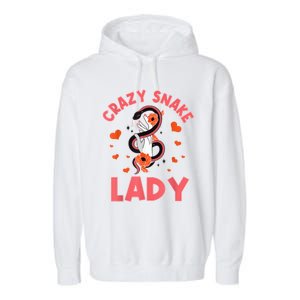 Crazy Snake Lady Snakes Reptile Girl Herpetologist Garment-Dyed Fleece Hoodie